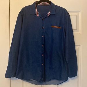 COOFANDY Men's Casual Dress Shirt Button Down — Long-Sleeve Denim